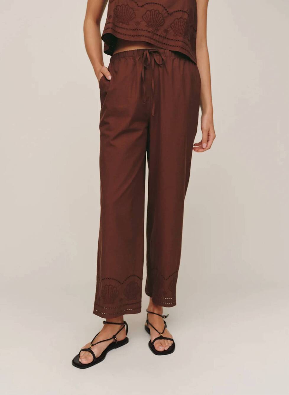 NEW BELLA DAHL women's shell beach crop pants in sea glass brown